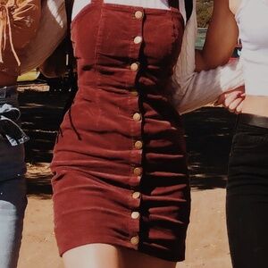 ABERCROMBIE MAROON BUTTON DOWN CORDUROY DRESS